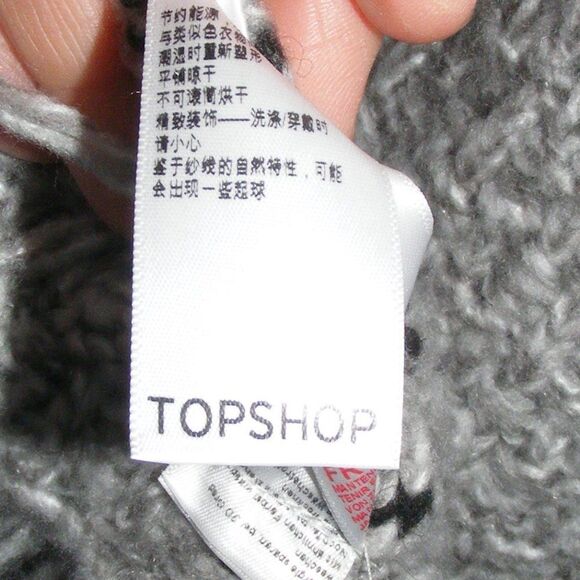 TOPSHOP Poncho/Cape/Vest, M/L, Gray, Fringe, Scoop neckline - Picture 10 of 11